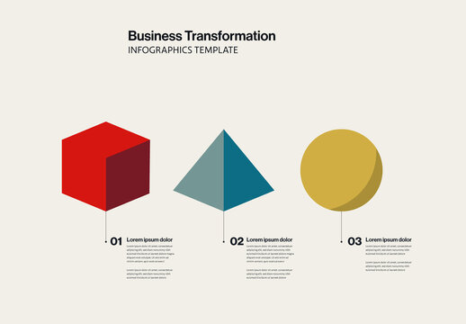 Business Transformation Infographic Template with 3D Shapes