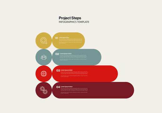 Project Steps Infographic Template with 4 rounded elements layout