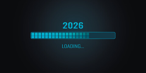2026 Loading Bar with Progress Indicator progress bar. 2026 against a dark background
