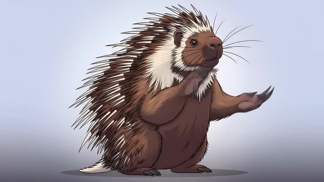 Curious porcupine illustration with raised quills