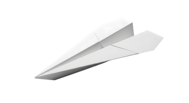 Paper airplane isolated on transparent background a symbol of freedom, easy, creative and startup a simple message of hope and inspiration