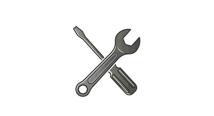 Crossed wrench and screwdriver repair tools icon isolated.
