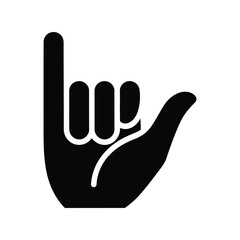 Hand gesture shaka sign symbol silhouette icon vector minimalist cool aloha vibe vector
