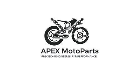 Fototapeta premium Apex MotoParts Logo with Detailed Motorcycle Silhouette for Performance.
