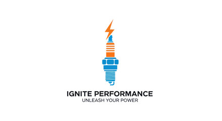 Spark plug with lightning bolt logo for performance and power.