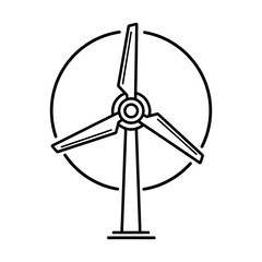 Simple line drawing of a wind turbine in a circle
