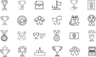 Reward achievement success trophy outline icon