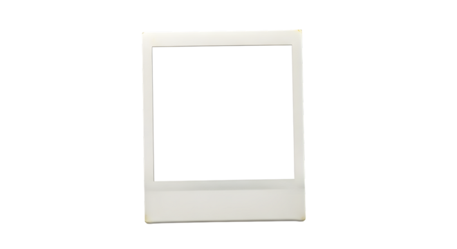 Blank instant photo frame isolated on transparent background, perfect for adding your own picture and creating a vintage or retro style memory