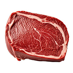 Close-up of a raw, red, marbled beef cut on a black background