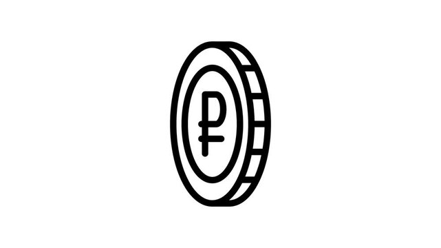 Spinning russian ruble coin animation isolated