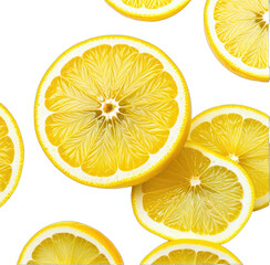 Close-up of vibrant yellow lemon slices on a black backdrop