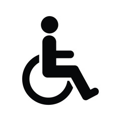 Icon silhouette of person in wheelchair accessible symbol for disability and mobility assistance vector