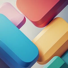 Abstract digital rendering of geometric shapes with depth and color