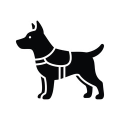 Modern silhouette of a dog wearing a vest pet animal icon vector