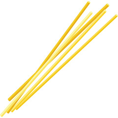 Bunch of Dried Spaghetti Pasta Noodles Arranged Diagonally Against a White Background