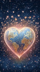 World kindness day celebration global abstract design soft golden heart light peaceful art concept for charity love awareness