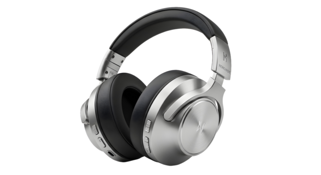 Headphones Isolated on White Background, Technology Studio Photo, Close-Up, Modern Audio Design, Minimalism with Transparent Details