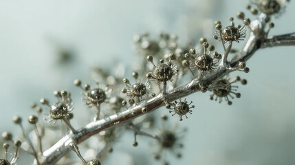 Ramas metálicas con microchips como hojas