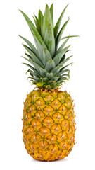 Fresh ripe pineapple with green crown isolated on transparent background