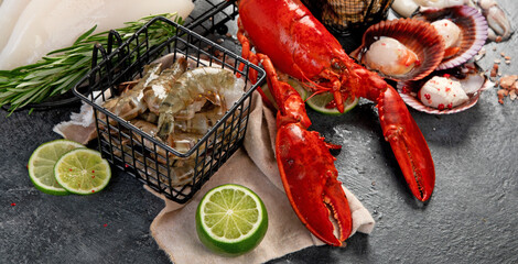 Assorted seafood. Mediterannean food concept.