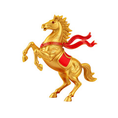 Golden Horse. 2026 Chinese New Year Zodiac Sign Isolated on Transparent Background