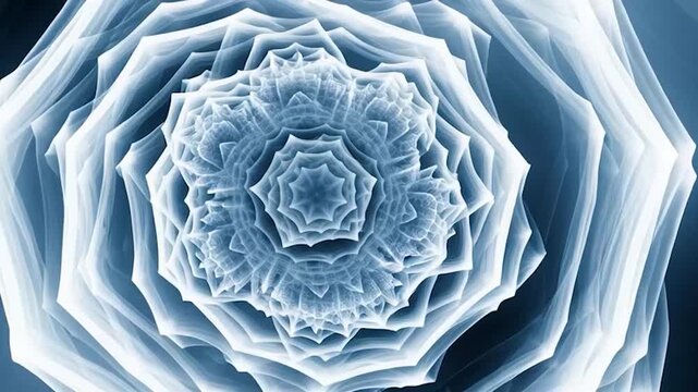 Abstract Blue Fractal Pattern Hypnotic Visual Loop.