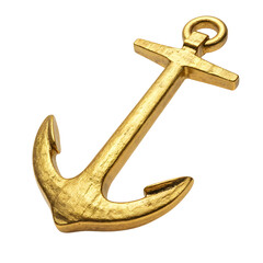 Heavy gold metallic ship anchor marine symbol transparent background png
