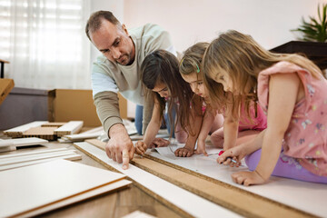 Creative building fun with children on a weekend afternoon