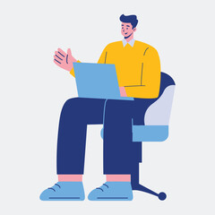 Illustration of  an man with laptop