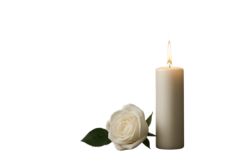 All Saints Day Minimal Candle and White Rose 