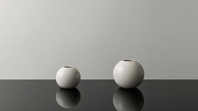 Bodeg&oacute;n minimalista de jarrones cer&aacute;micos flotantes