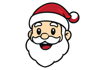 Cute Santa Claus cartoon head vector illustration. Perfect for Christmas cards, stickers, posters, and holiday-themed designs.