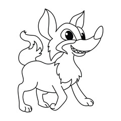 Funny fox cartoon for kids coloring book.