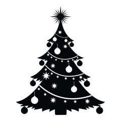 Vector art of decorated christmas tree