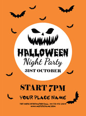 Halloween night party poster flyer social media post design