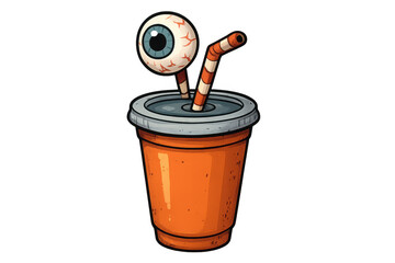 Halloween creepy monster eyeball drink with straw