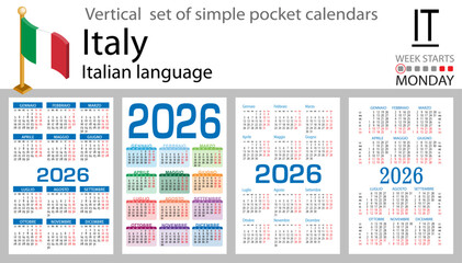 Italian vertical Set of pocket calendars for 2026