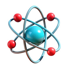 3d atomic model with electron orbits isolated on transparent background