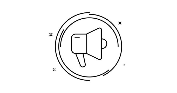 Loudhailer animated outline icon. Loudspeaker rotation appearance 4k motion design animation for web, mobile and ui design