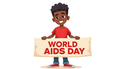 A flat design illustration of the red awareness ribbon, a global symbol for World AIDS Day and solidarity with people living with HIV