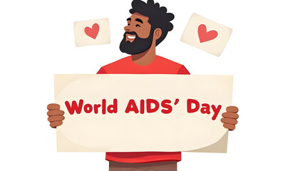 A flat design illustration of the red awareness ribbon, a global symbol for World AIDS Day and solidarity with people living with HIV