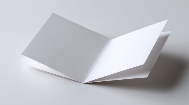 An empty, unfolded white brochure on a smooth surface, ideal for customized designs and presentations.