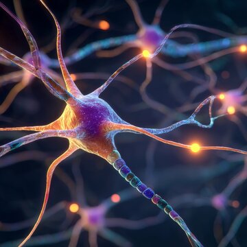 Colorful neural network illustration showing dynamic connections between neurons in a dark background