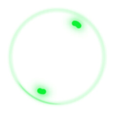 Glowing green orb with two spots a minimalist vector illustration perfect for technology or science concepts