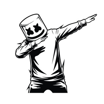 Vector art of marshmello character dabbing