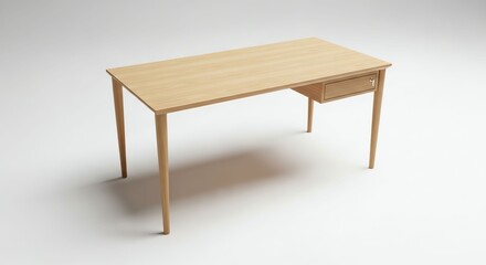Wooden Desk with Drawer in Minimalist Office Style