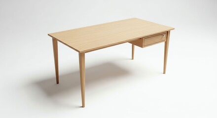Light Wooden Desk with Single Drawer in Minimalist Modern Style for Home Office
