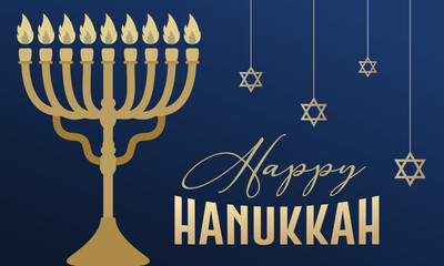 Happy Hanukkah Festival Banner | Jewish Holiday Celebration Vector Illustration