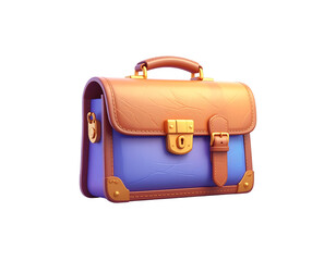 Vintage leather travel bag isolated 3d rendering isolated on white background