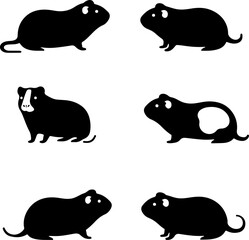 Obraz premium Cute Guinea Pig Pet Animal Set Silhouettes
